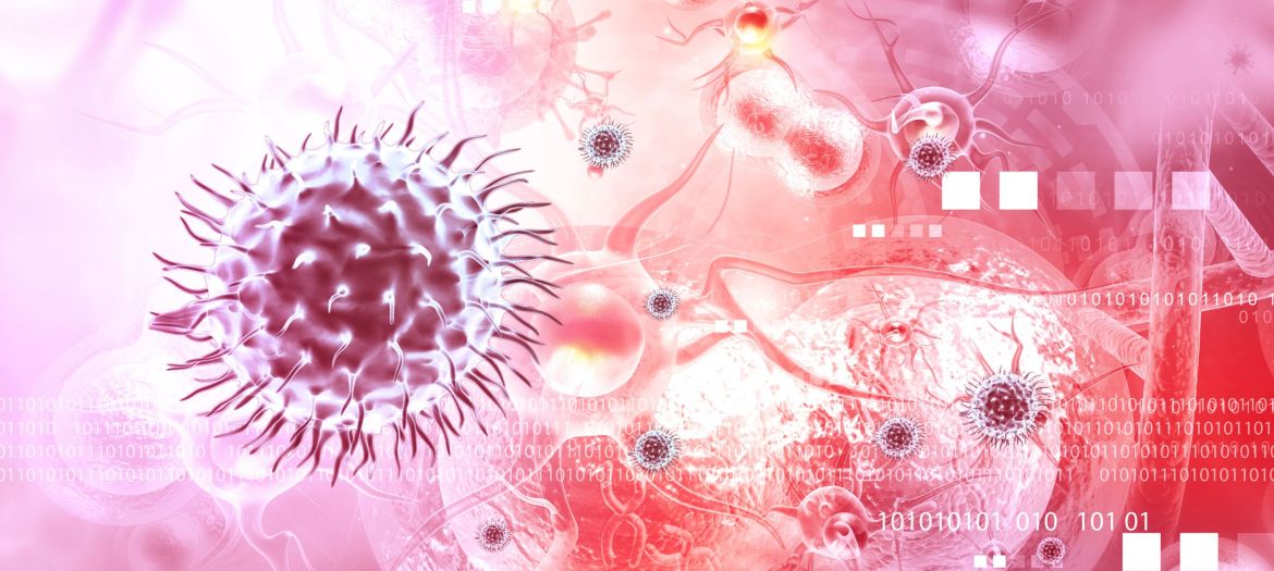 Virus on modern scientific background. 3d illustration